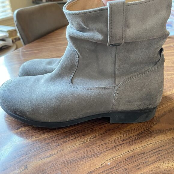 Birkenstock Gray Suede Sz 39 Leather Sarnia Slouchy Ankle Boots Womens - Picture 5 of 10